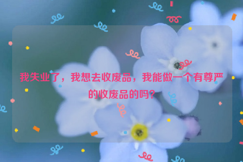 我失業(yè)了，我想去收廢品，我能做一個(gè)有尊嚴(yán)的收廢品的嗎？